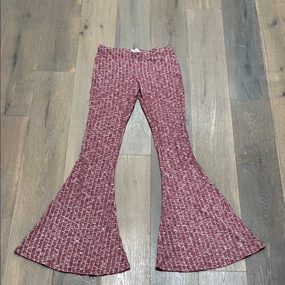 PPLA Burgundy Textured Flare Pants
